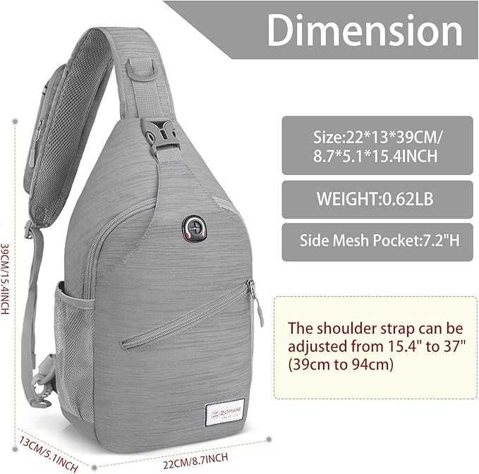 ZOMAKE Sling Bag, Small Crossbody Sling Backpack, Water Resistant Shoulder - Image 2