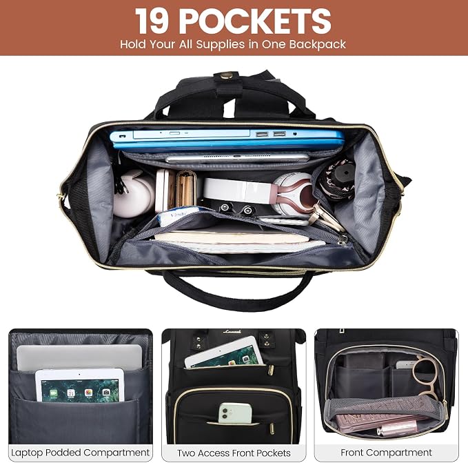 LOVEVOOK Laptop Backpack, 15.6 Inch Professional Womens Purse Computer Bag - Image 2
