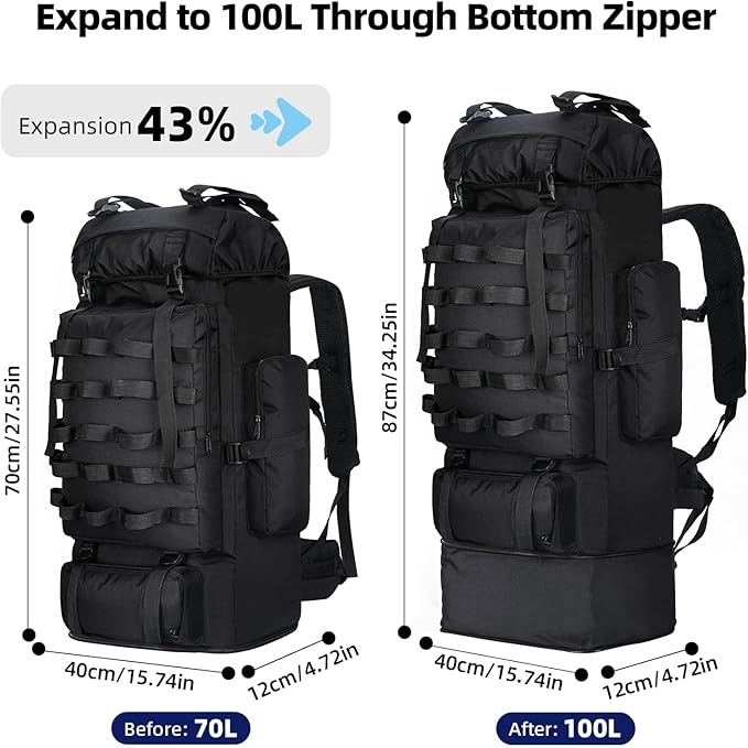 70L/100L Camping Hiking Backpack - Image 2