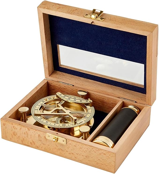 Explorer's Legacy Vintage Brass Compass and Telescope Set - Image 3