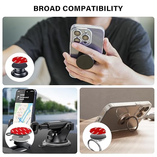 APPS2Car 3M Adhesive Pads-2pcs 70mm Round & 6pcs 35mm Round, 70mm Dashboard Pad - Image 7