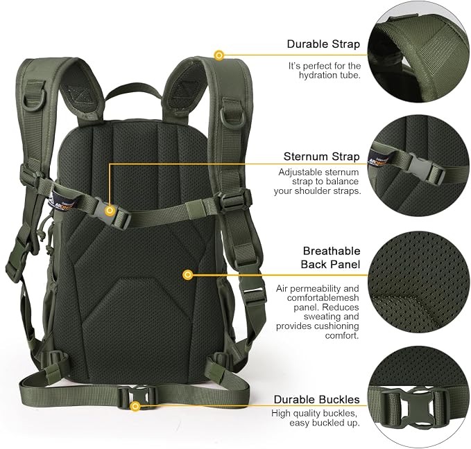 Mardingtop Small Tactical Backpack, Molle Hiking Backpack - Image 4