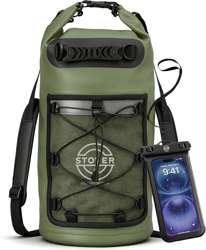 STOVER 5/10/25/30/40/55L Waterproof Dry Bag- Roll-Top Backpack w/Phone Case- by STOVER