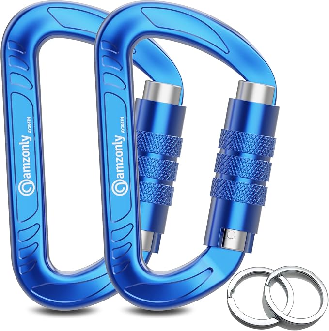 3inch Auto Locking Carabiner Clips Heavy Duty, 12KN /2697lbs Lightweight by AMZONLYLORSUM