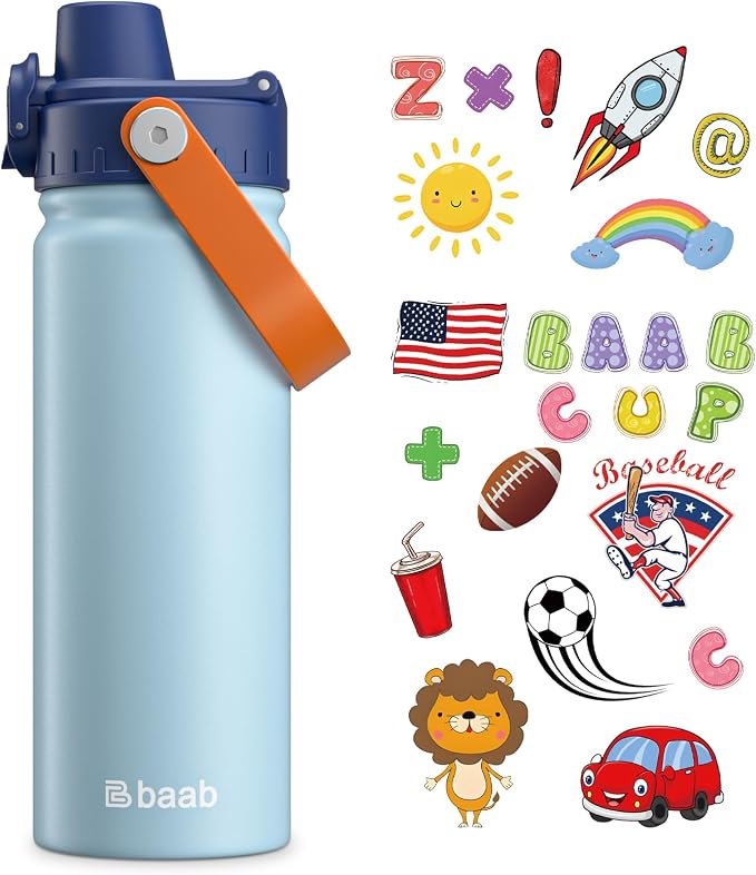 baab 18oz Kids Water Bottle, Insulated Kids Water Bottle by baabKidWatterBottle
