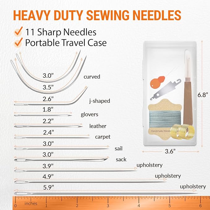 VONEEDL Upholstery Repair Kit: Waxed Sewing Thread & Heavy Duty Needles - Image 4