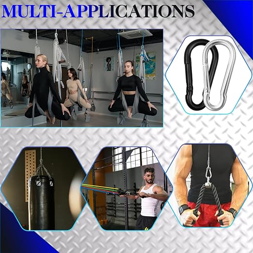 50 Pack Sliver Carabiner Clips, 2.36 Inch Heavy Duty Spring Snap Hooks - Image 7