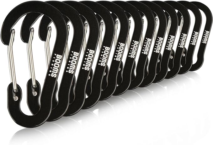 Booms Fishing CC1 Multi-Use Carabiner Clip, 6 Pack Small Caribeener Clips by BoomsFishing