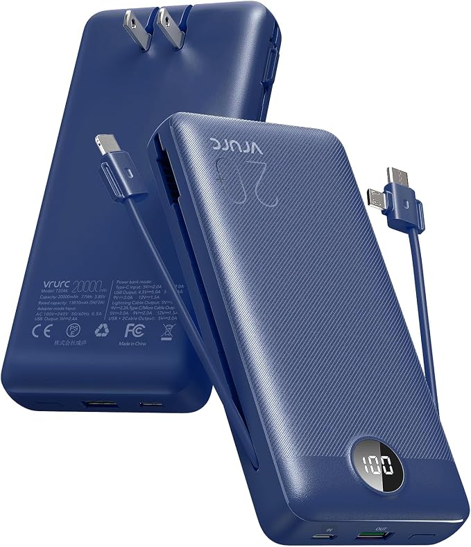 VRURC Portable Charger 20000mAh, Fast Charging Power Bank USB C, 4 Output 2 by Home