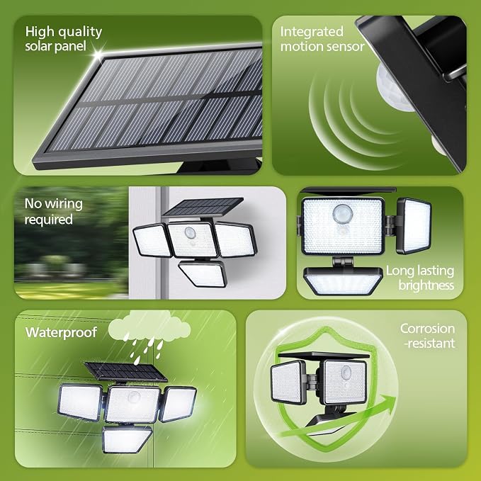 Philips Solar Security Light Outdoor, 196 LED Wall-Mounted Flood Light w/PIR - Image 2