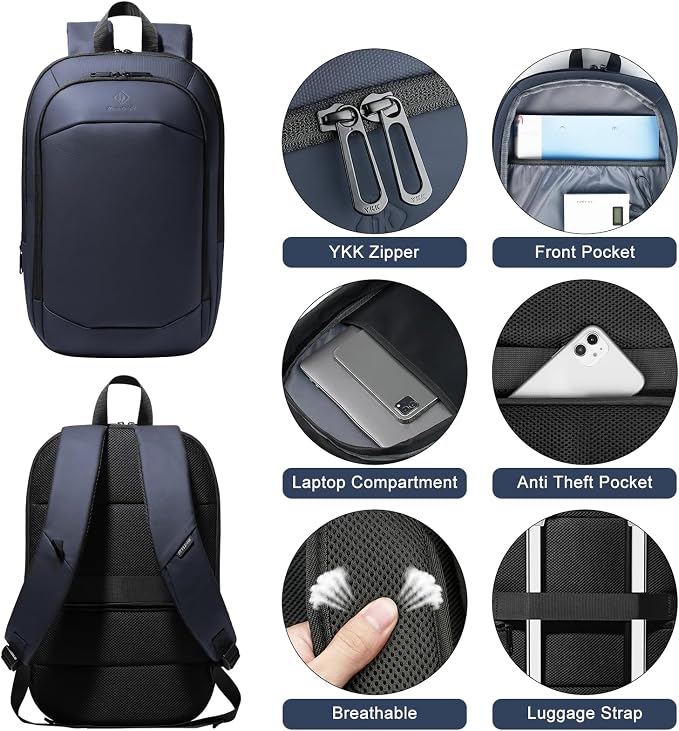 Business Backpack 17 Inch Slim Expandable Waterproof Travel Laptop Backpacks - Image 8