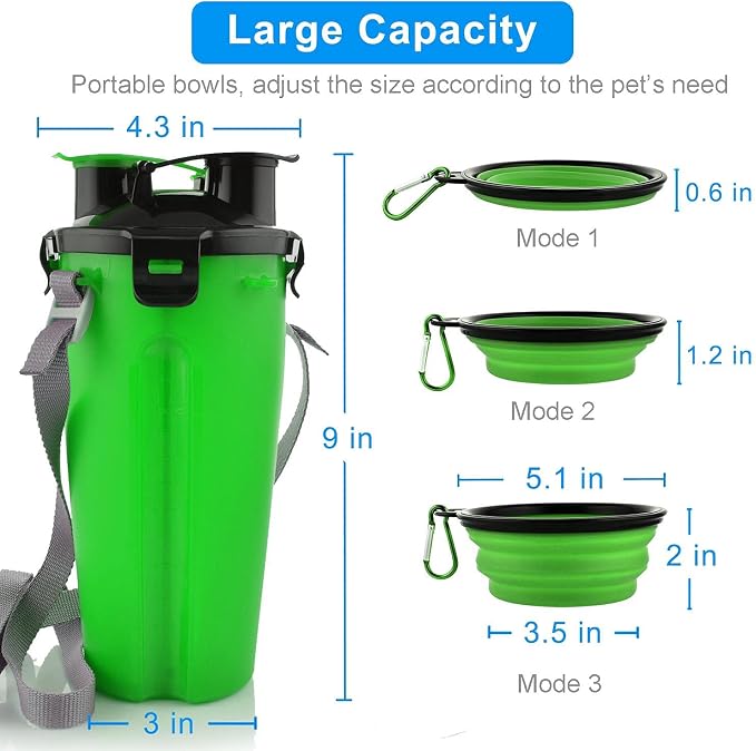 Dog Travel Water Bottle Collapsible Bowls, 2 in 1 Pet Food Container - Image 6