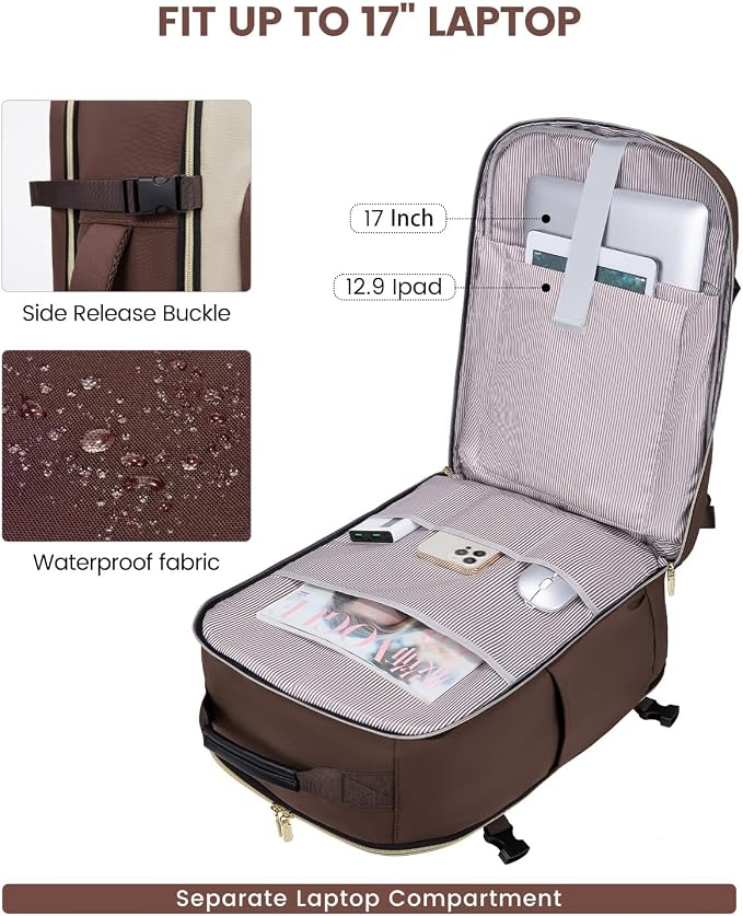 LOVEVOOK 40L Travel Backpack for Women & Men, Airline Approved Carry On Luggage - Image 9