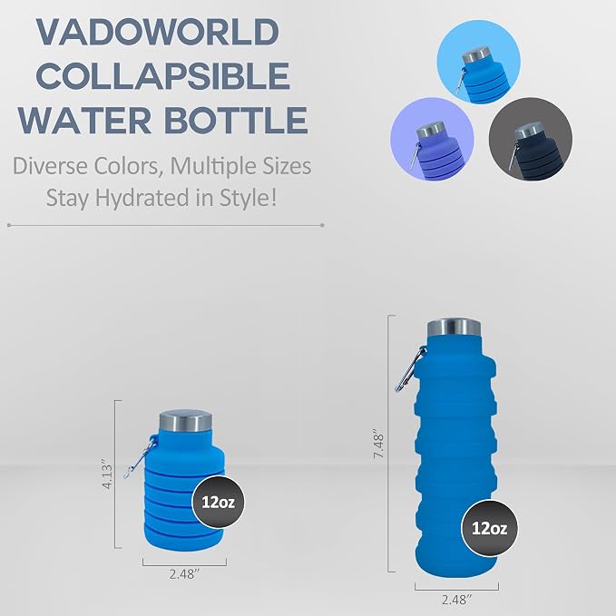 Collapsible Water Bottles 12oz, Odorless BPA-Free Silicone, Leak-Proof Foldable - Image 2