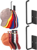Hat Racks for Baseball Caps 2 Pack, Stainless Steel Adhesive Hat Hanger Hooks by Letohoumia