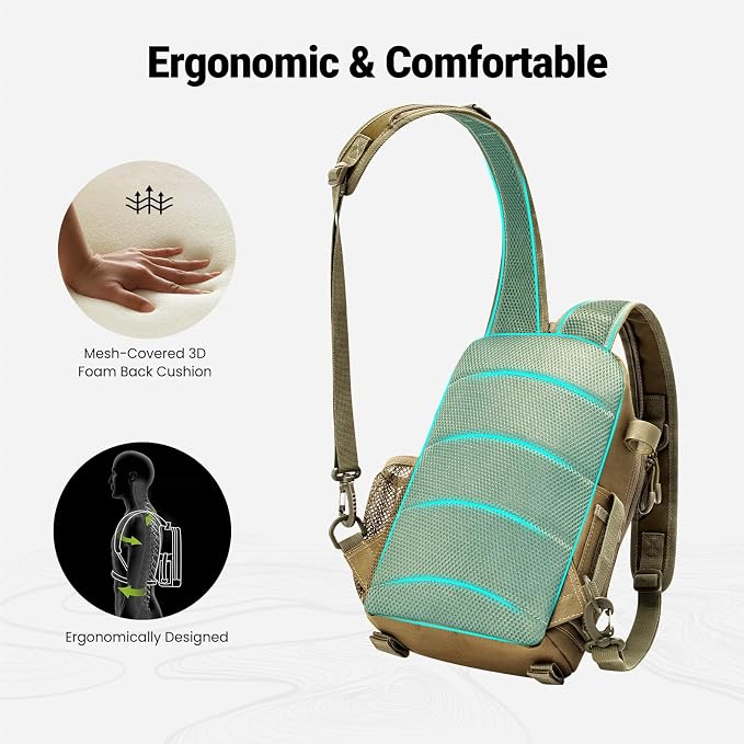 Piscifun Fishing Backpack with Rod Holder, Lightweight Sling Bag Storge Gear - Image 4