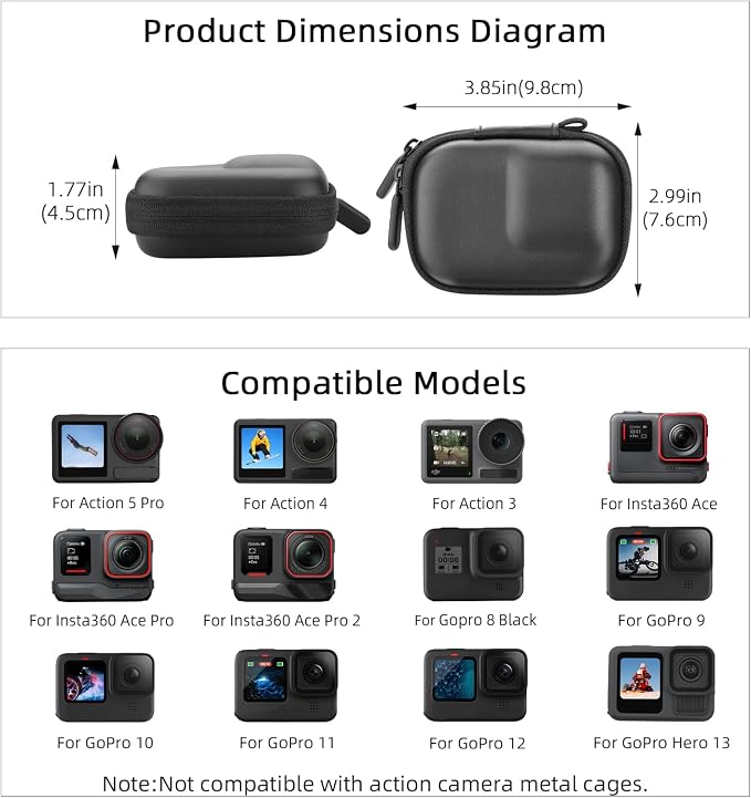 Carrying Case for DJI Osmo Action 5 Pro/6/4/3, Small Storage Bag for GoPro - Image 2