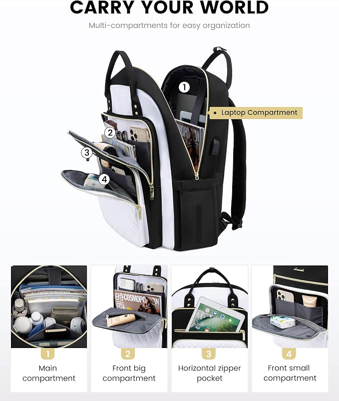LOVEVOOK Laptop Backpack for Women, Fashion Backpack Purse for Travel - Image 3