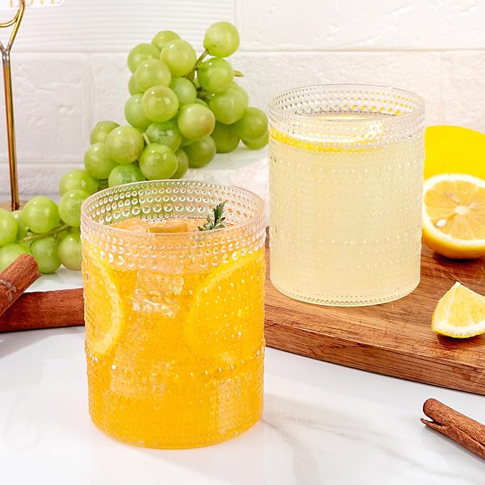 18PCS Plastic Hobnail Drinking Glasses - 14 Oz Clear Vintage Glasses Mixed - Image 5