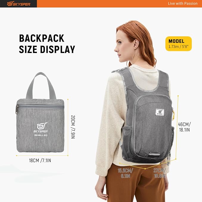 SKYSPER Small Daypack 10L/15L/20L Hiking Backpack Packable Lightweight Travel - Image 6