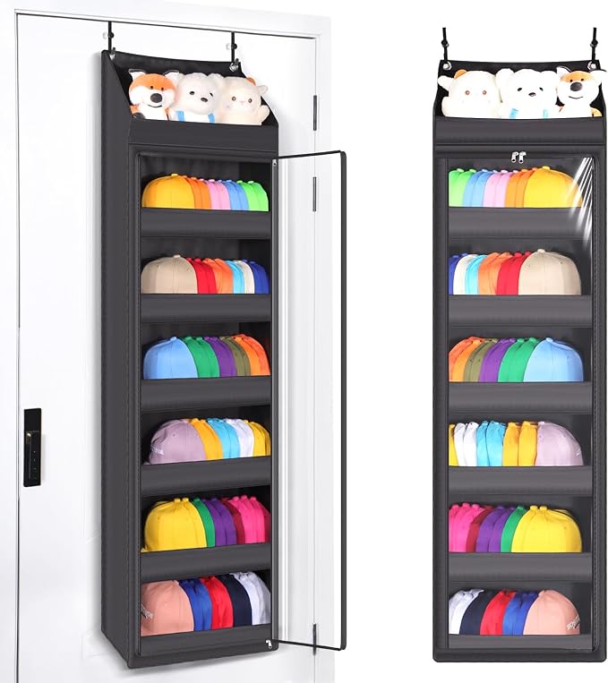 Toread 7-Layer Door-Mounted Baseball Cap Organizer, Dust-Proof Hat Rack Holds by Toread