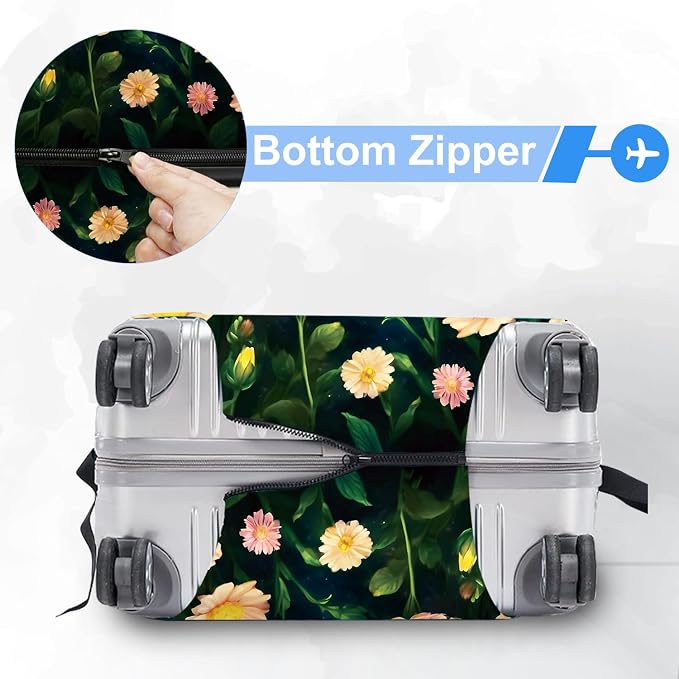 Moonlit Butterfly Flower MothTravel Luggage Cover -Stretchable Airplane - Image 5