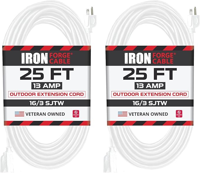 Iron Forge Cable 2 Pack Weatherproof 25 Ft Outdoor Extension Cord by IronForgeCable