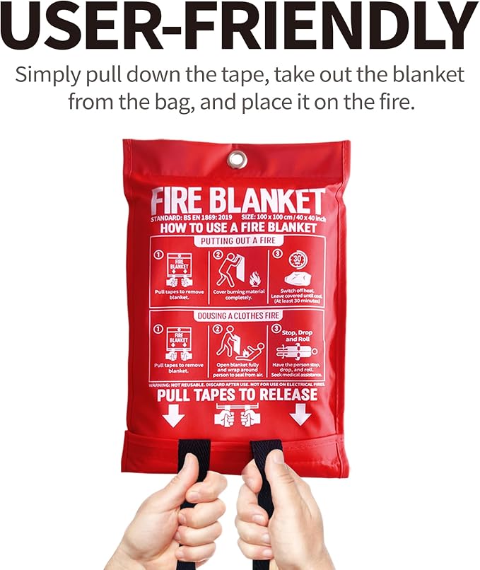 Fire Blanket for Kitchen and Home, Fiberglass Emergency Fire Blanket, 2 Pack - Image 4