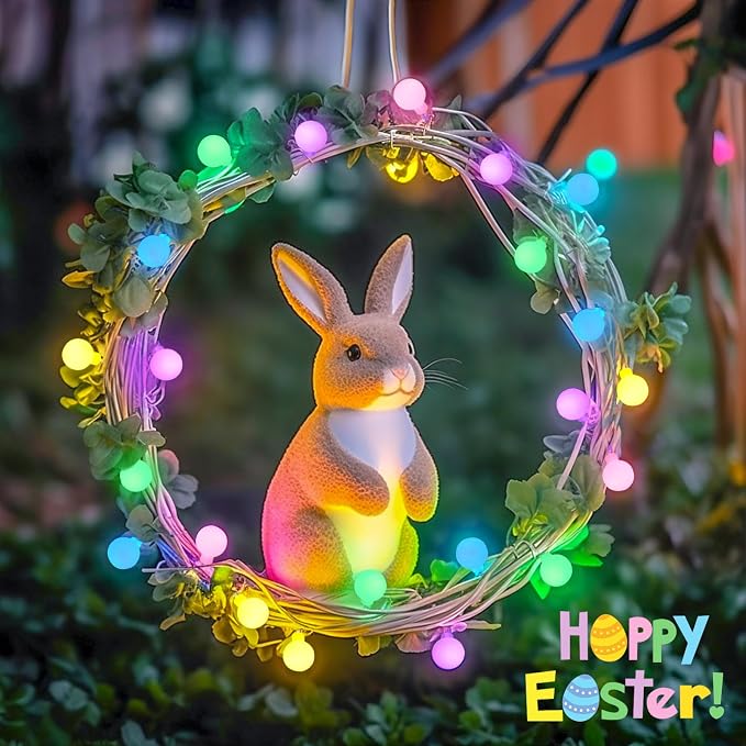 JMEXSUSS 100 LED Easter Lights Battery Operated, 33ft Multicolor Globe String - Image 3
