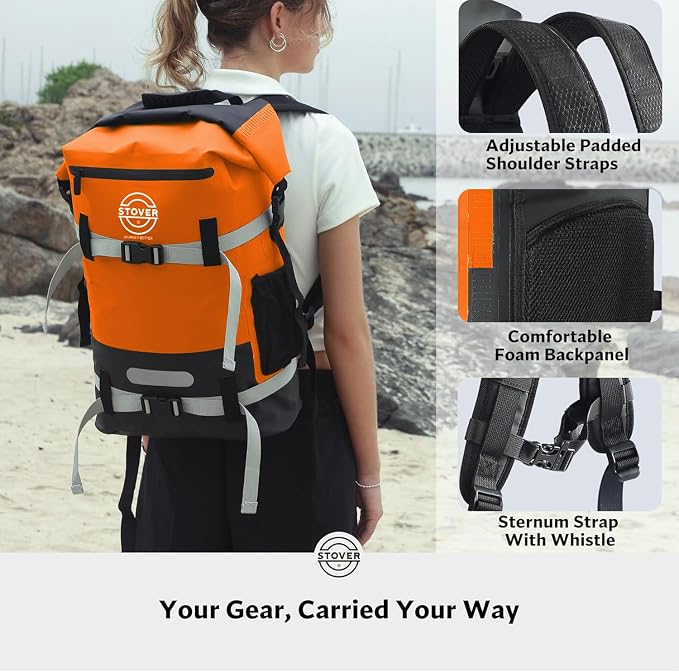 STOVER 5/10/25/30/40/55L Waterproof Dry Bag- Roll-Top Backpack w/Phone Case- - Image 5