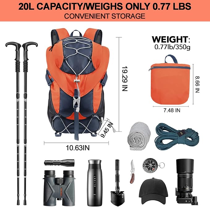 Seektop Ultra Lightweight & Packable Hiking Backpack 20L, Water-Resistant - Image 4
