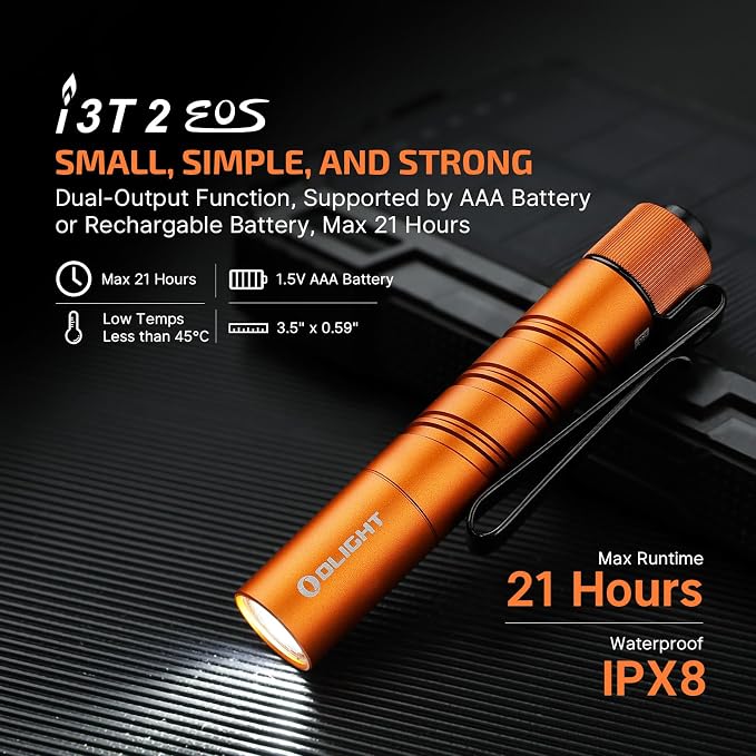 OLIGHT I3T 2 EOS Pocket EDC Flashlight, 200 Lumens Compact Bright Handheld - Image 2