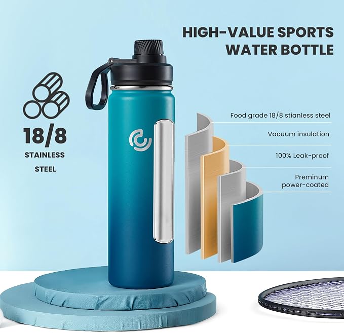 Sports Water Bottle 22oz, Insulated Water Bottle - Image 3