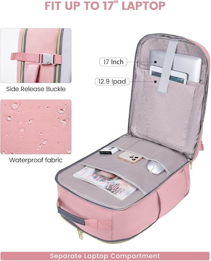 LOVEVOOK 40L Travel Backpack for Women & Men, Airline Approved Carry On Luggage - Image 8