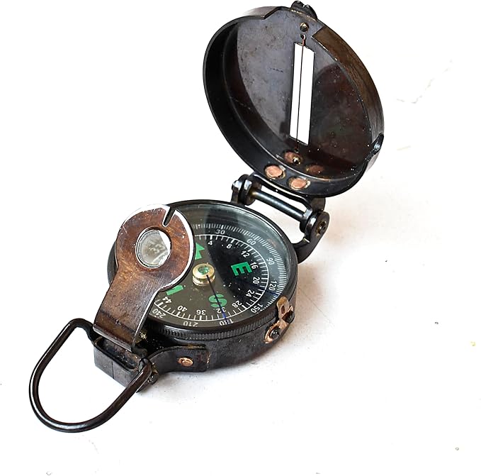 Vintage Lensatic Compass Black Military Compass Navigational Device Nautical by collectiblesBuy