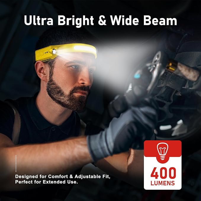 Nessciera Rechargeable LED Headlamp, 400 Lumens, 230° Wide Beam, 5 Modes — - Image 7