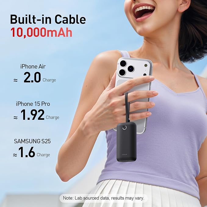 iWALK Mini Portable Charger 10, 22.5W USB-C Fast Charging Power Bank - Image 3