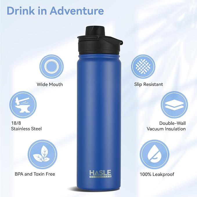 HASLE OUTFITTERS Insulated Water Bottle 22 oz Double Wall Stainless Steel Water - Image 2