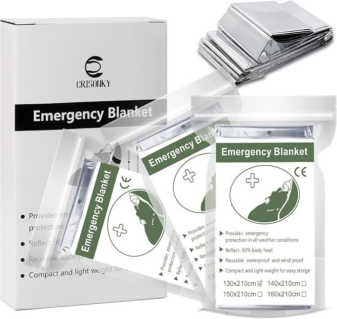 Crisonky Emergency Mylar Thermal Blankets, Designed by Crisonky