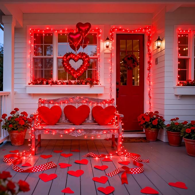 JMEXSUSS 200 LED Red String Lights Indoor Outdoor, 66ft Connectable LED Red - Image 3