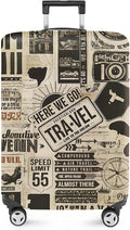 ANNA QUEEN Vintage Travel Collage Luggage Cover, Retro Suitcase Protector by ANNAQUEEN