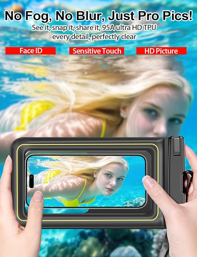 Famoby 4 Pack IP68 Waterproof Phone Pouch Adjustable Neck Lanyard Dry Bag - Image 7