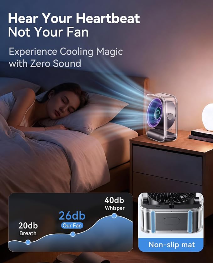 DIGIX Portable Desk Fan for Bedroom, Rechargeable Small Table Fan - Image 6