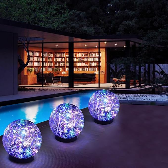 SyouHome Solar Garden Lights Outdoor Waterproof, 4 Pack 30 LEDs Cracked Glass - Image 7