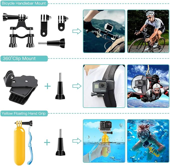 SmilePowo 51-in-1 Action Camera Accessories Kit - Image 5