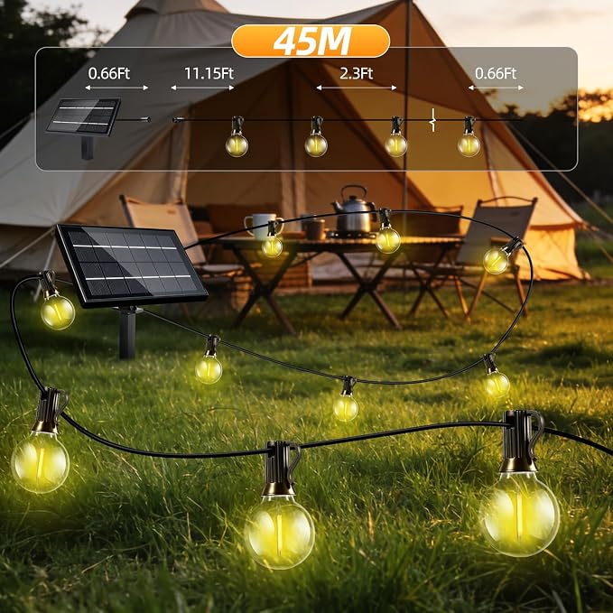 Solar Lights Outdoor Waterproof: G40 45M 150FT Shatterproof Bulbs Patio Lights - Image 6