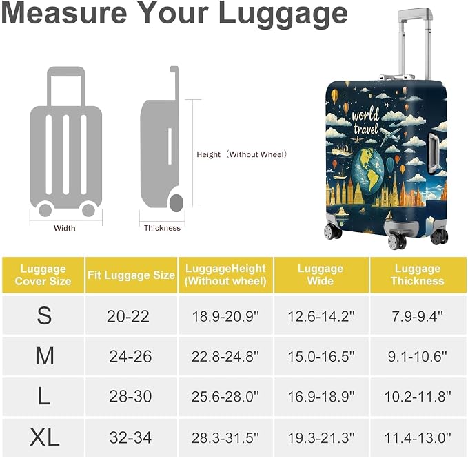 ANNA QUEEN World Travel Luggage Cover, Adventure Theme Suitcase Protector - Image 4