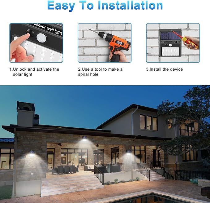 SEZAC Solar Lights Outdoor, Solar Security Lights Solar Motion Sensor Lights - Image 7
