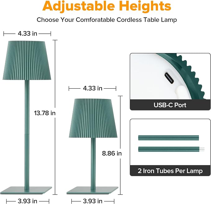 LUTEC 4 Pack Cordless Table Lamp, 6000mAh Rechargeable Battery Operated Desk - Image 4
