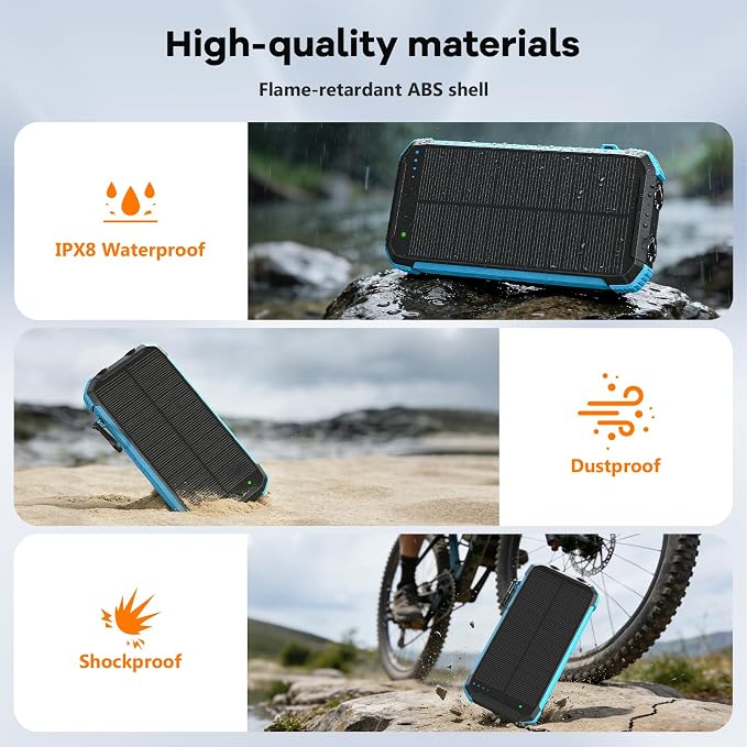 ERRBBIC Solar Charger Power Bank 20000mAh, Portable Wireless Charger, 15W Fast - Image 7